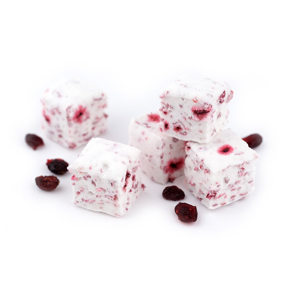 Guimauve aux fruits :  morceaux de cranberries