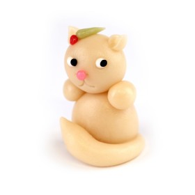 Petit chat blanc en pâte d'amande  - Maison Jeanblanc